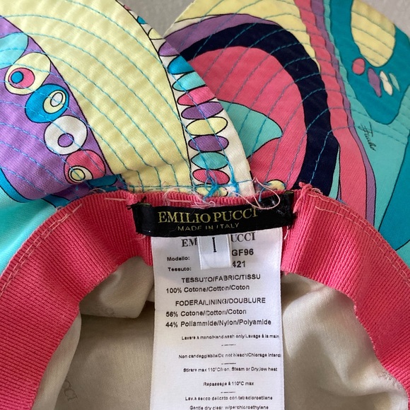 Emilio Pucci Wide Brim Printed Sun Hat Pink Blue - Picture 2 of 3